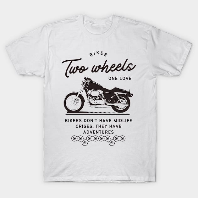 Two Wheels One Love T-Shirt by Feathery-adventure